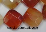 CAG2404 15.5 inches 20*20mm faceted diamond red agate beads wholesale