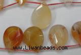 CAG2408 Top-drilled 13*18mm faceted flat teardrop red agate beads