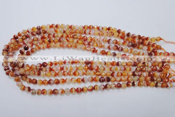 CAG2701 15.5 inches 6mm faceted round red line agate beads