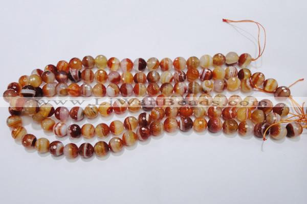 CAG2703 15.5 inches 10mm faceted round red line agate beads