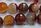 CAG2705 15.5 inches 14mm faceted round red line agate beads