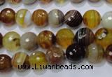 CAG2711 15.5 inches 6mm faceted round yellow line agate beads