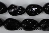 CAG2900 15.5 inches 13*18mm twisted teardrop black line agate beads