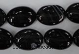 CAG2918 15.5 inches 13*18mm oval black line agate beads