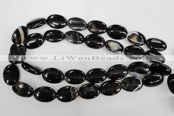 CAG2920 15.5 inches 18*25mm oval black line agate beads