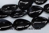 CAG2926 15.5 inches 13*18mm flat teardrop black line agate beads