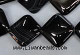 CAG2936 15.5 inches 18*18mm diamond black line agate beads