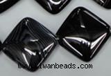 CAG2938 15.5 inches 22*22mm diamond black line agate beads