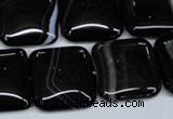 CAG2947 15.5 inches 20*20mm square black line agate beads