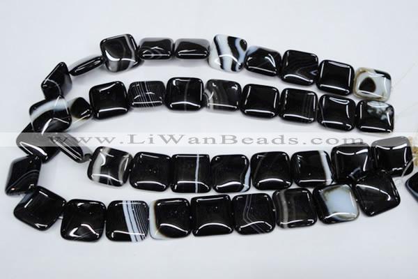 CAG2947 15.5 inches 20*20mm square black line agate beads