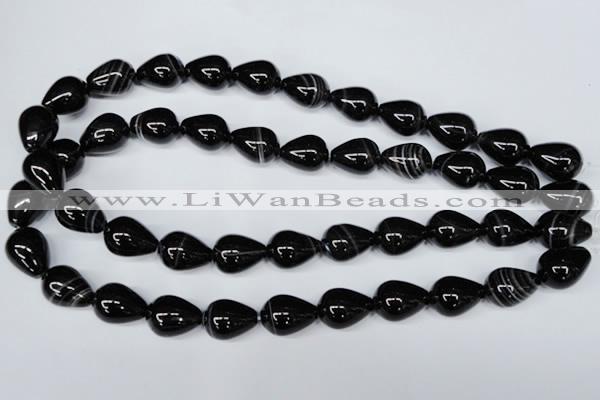 CAG2964 15.5 inches 13*18mm teardrop black line agate beads