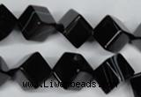 CAG2978 15.5 inches 10*10mm cube black line agate beads