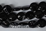 CAG2991 15.5 inches 10mm flat round black line agate beads