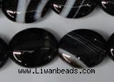 CAG3005 15.5 inches 18*22mm oval black line agate beads