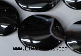 CAG3007 15.5 inches 22*30mm oval black line agate beads