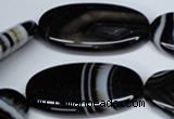 CAG3009 15.5 inches 20*40mm oval black line agate beads