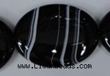 CAG3012 15.5 inches 30*40mm oval black line agate beads