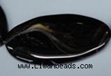 CAG3015 15.5 inches 25*50mm twisted oval black line agate beads