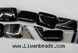 CAG3021 15.5 inches 10*14mm rectangle black line agate beads