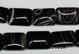 CAG3022 15.5 inches 12*16mm rectangle black line agate beads