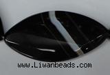 CAG3095 15.5 inches 25*50mm faceted & twisted oval black line agate beads