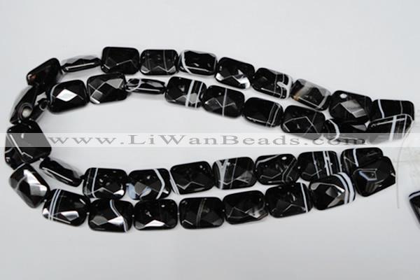 CAG3103 15.5 inches 15*20mm faceted rectangle black line agate beads