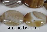 CAG3135 15.5 inches 18*25mm oval brown line agate beads