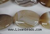 CAG3136 15.5 inches 22*30mm oval brown line agate beads