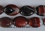 CAG3203 15.5 inches 13*18mm oval red line agate beads