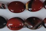 CAG3204 15.5 inches 15*20mm oval red line agate beads