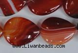 CAG3216 15.5 inches 20*25mm flat teardrop red line agate beads