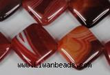 CAG3235 15.5 inches 18*18mm diamond red line agate beads