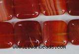 CAG3244 15.5 inches 18*18mm square red line agate beads