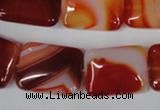 CAG3255 15.5 inches 15*20mm rectangle red line agate beads