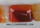 CAG3257 15.5 inches 22*30mm rectangle red line agate beads