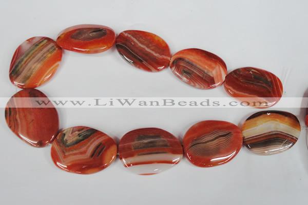 CAG3270 15.5 inches 28*40mm freeform red line agate beads