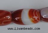 CAG3275 15.5 inches 18*30mm drum red line agate beads