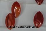 CAG3283 Top-drilled 12*20mm marquise red line agate beads