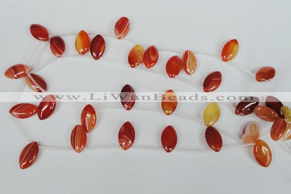 CAG3283 Top-drilled 12*20mm marquise red line agate beads