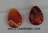 CAG3288 Top-drilled 18*25mm flat teardrop red line agate beads