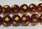 CAG3395 15.5 inches 10mm carved round red agate beads wholesale