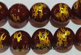 CAG3413 15.5 inches 18mm carved round red agate beads wholesale