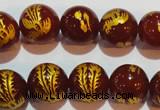 CAG3417 15.5 inches 16mm carved round red agate beads wholesale