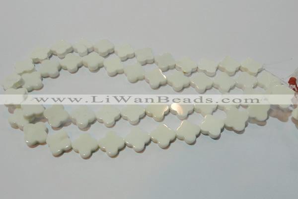 CAG3426 15.5 inches 16*16mm flower white agate gemstone beads