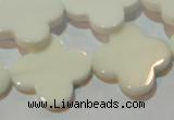 CAG3429 15.5 inches 25*25mm flower white agate gemstone beads