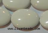 CAG3435 15.5 inches 22*30mm oval white agate gemstone beads