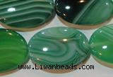 CAG3465 15.5 inches 22*30mm oval green line agate beads