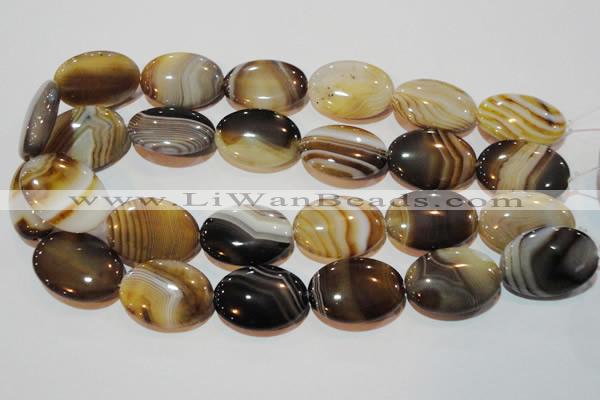 CAG3498 15.5 inches 22*30mm oval brown line agate beads