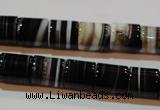 CAG3510 15.5 inches 11*13mm column brown line agate beads