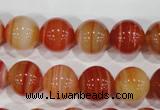 CAG3590 15.5 inches 14mm round red line agate beads wholesale